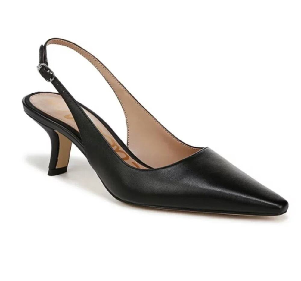 Sam Edelman Bianka Slingback Kitten Heels 8 Black Leather Academia Prep Career